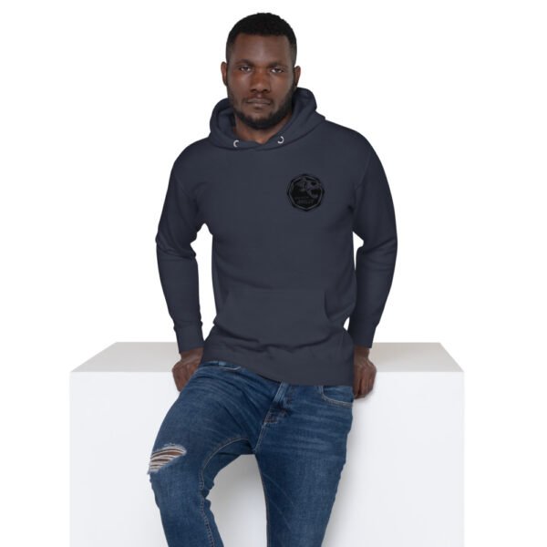 Sweat à Capuche Unisexe avec logo noir avant et arrière – Image 2